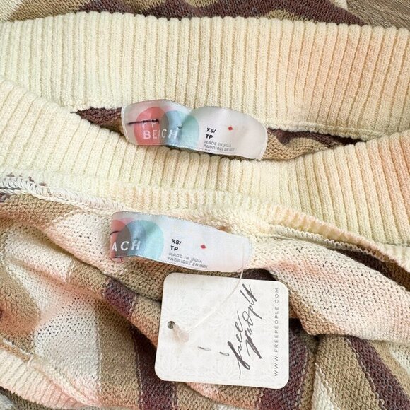 NWT Free People Beach Sweater Set Two Piece Striped Pants Set Vista Cream XS - Picture 8 of 12